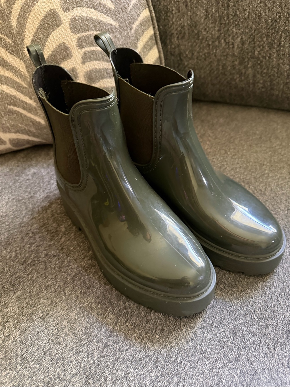 Steve Madden Olive Green Chelsea Rain Booties - Women's